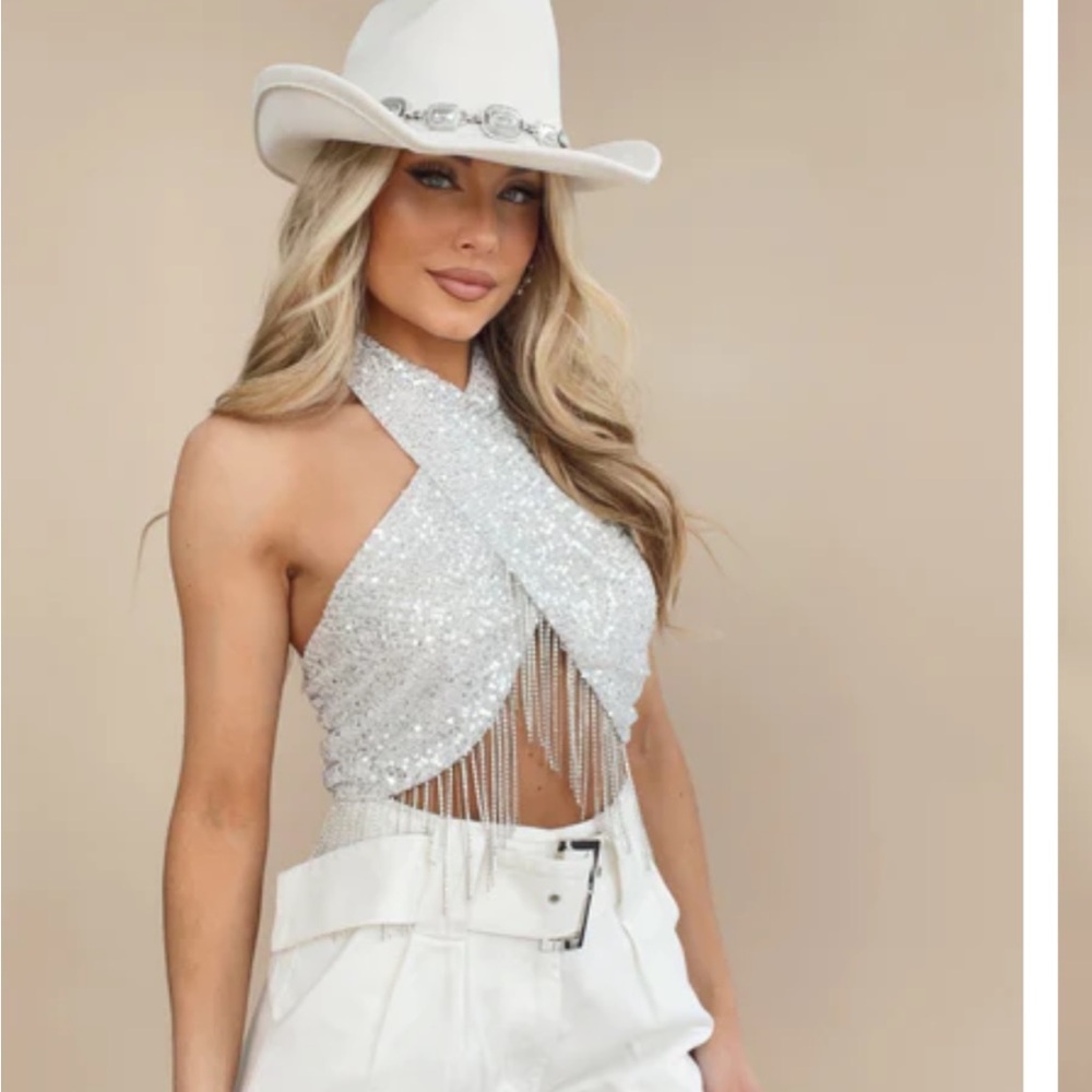Sequin bachelorette top! Worn 1x! So cute for a denim and diamonds theme!